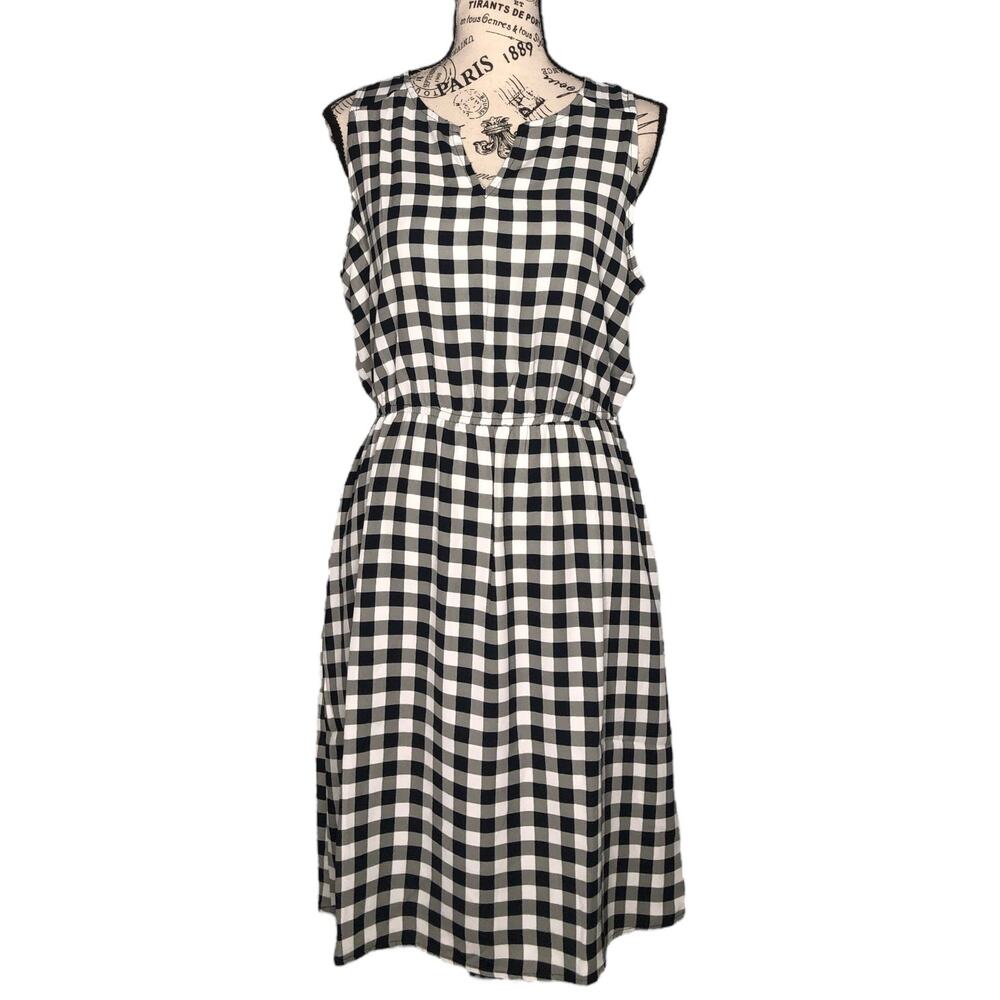 41Hawthorn (M) Trisha Split Neck Dress - Stitch Fix Gingham Check Sleeveless